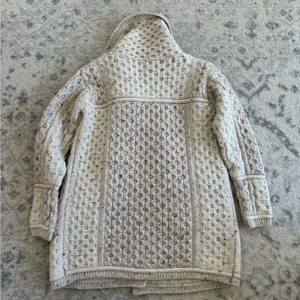 Aran Mor Sweater Cardigan Ireland Fisherman Knit 100% Merino Wool Size Medium - Picture 9 of 11